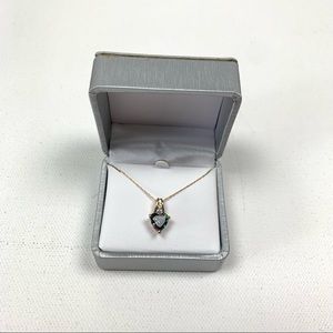 Mystic fire topaz and diamond heart shaped pendant necklace in original box